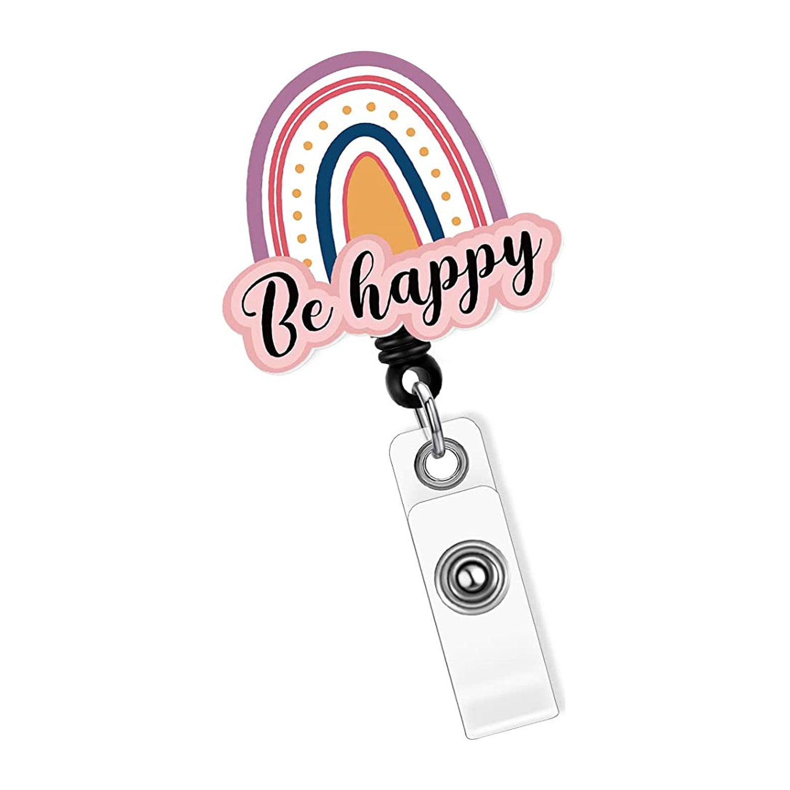 Wholesale Badge Reels Acrylic Rainbow Easy Pull Buckle Retractable Keychain